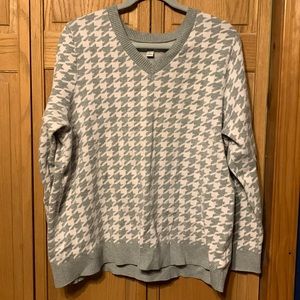 Light Pink and Gray Houndstooth Sweater